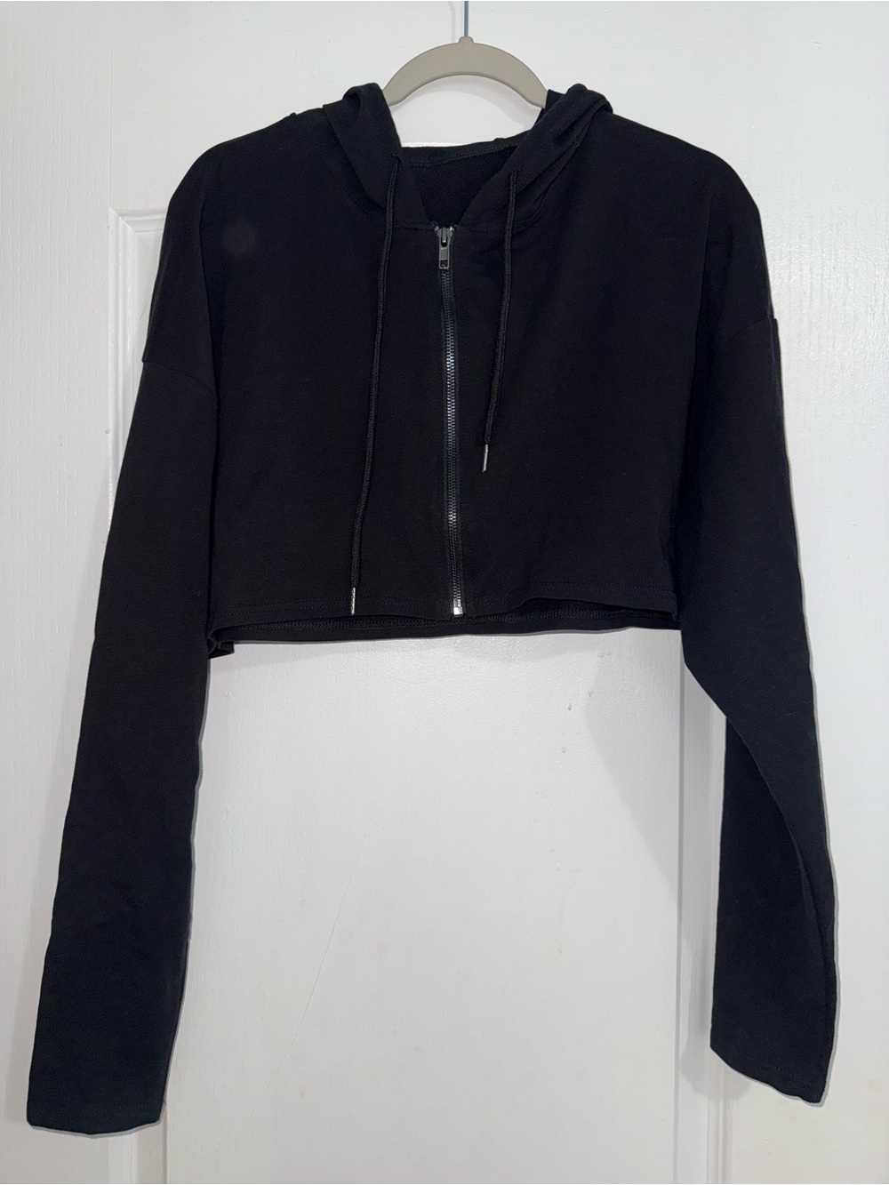 SHEIN Black Cropped Zip Hoodie